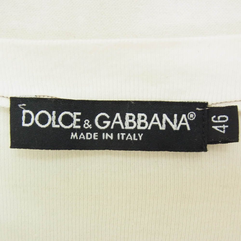 DOLCE&GABBANA ドルチェアンドガッバーナ G8589T ワッペン付 Vネック Tシャツ 半袖カットソー ホワイト系 46【中古】
