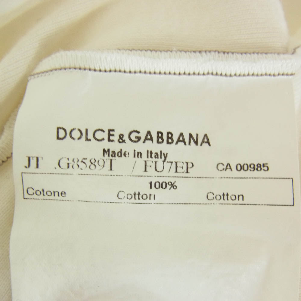 DOLCE&GABBANA ドルチェアンドガッバーナ G8589T ワッペン付 Vネック Tシャツ 半袖カットソー ホワイト系 46【中古】