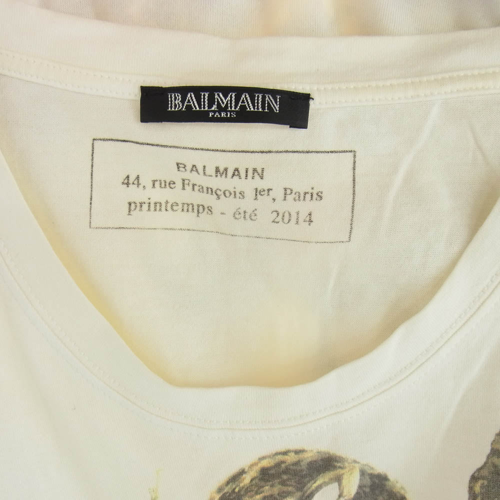 BALMAIN バルマン 14SS キメラプリント クルーネック Tシャツ 半袖カットソー オフホワイト系 XS【中古】