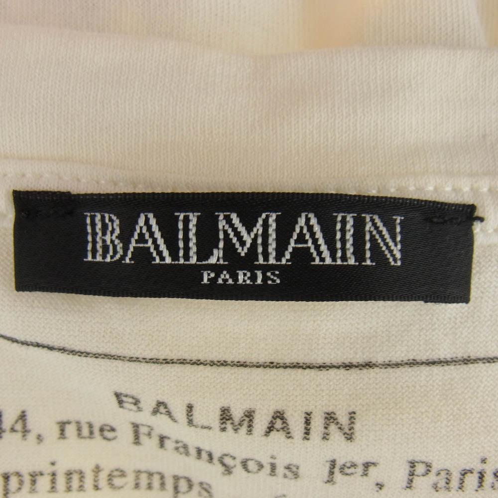 BALMAIN バルマン 14SS キメラプリント クルーネック Tシャツ 半袖カットソー オフホワイト系 XS【中古】