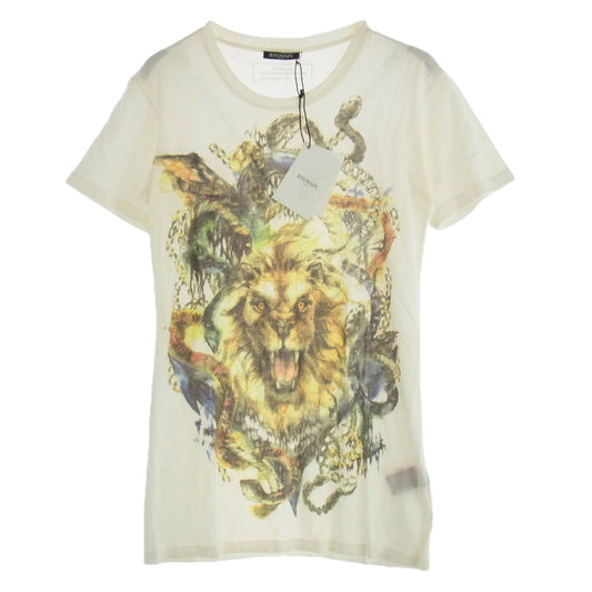 BALMAIN バルマン 14SS キメラプリント クルーネック Tシャツ 半袖カットソー オフホワイト系 XS【中古】