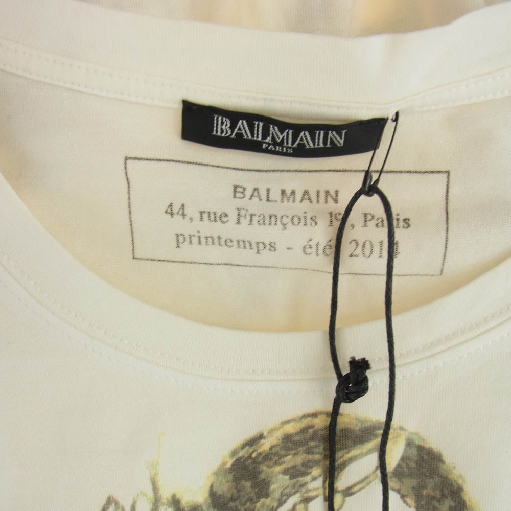 BALMAIN バルマン 14SS キメラプリント クルーネック Tシャツ 半袖カットソー オフホワイト系 XS【中古】