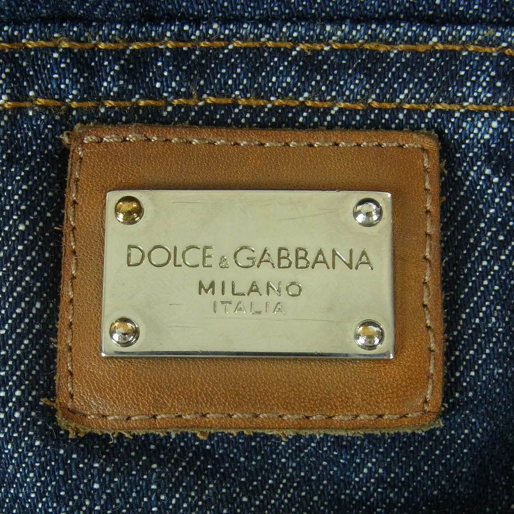 DOLCE&GABBANA ドルチェアンドガッバーナ プレート付き センタープレス ストレート デニム パンツ インディゴブルー系 44【中古】