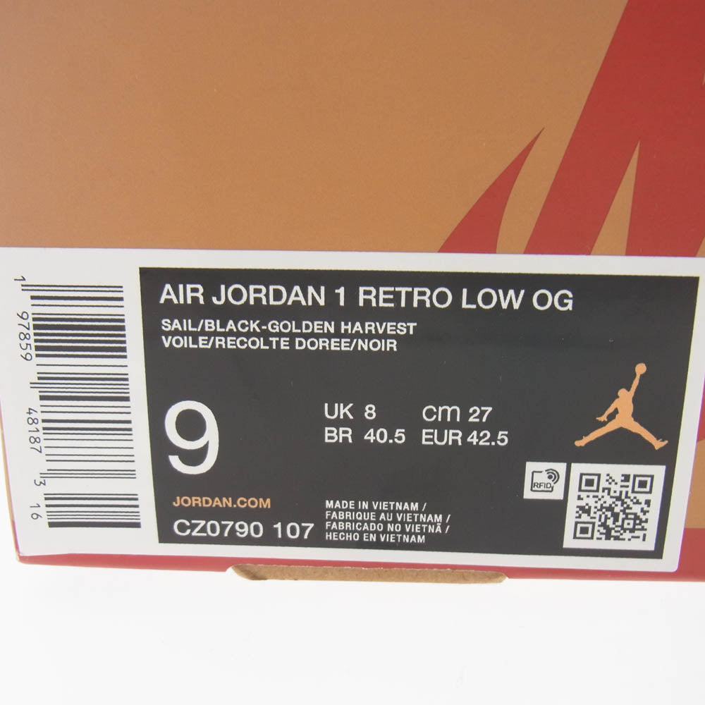 NIKE ナイキ CZ0790-107 Air Jordan 1 Low OG Rookie of the Year/Sail and Golden Harvest エアジョーダン1 ロー OG ルーキー オブ ザ イヤー/セイル アンド ゴールデン ハーベスト ロー スニーカー ホワイト系 ブラウン系 27cm【極上美品】【中古】