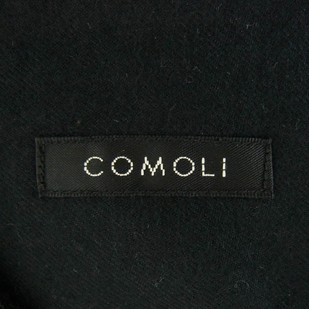 COMOLI コモリ 23SS X01-02007 シルク ネル スキッパー シャツ 長袖 プルオーバー シャツ ブラック系 3【中古】