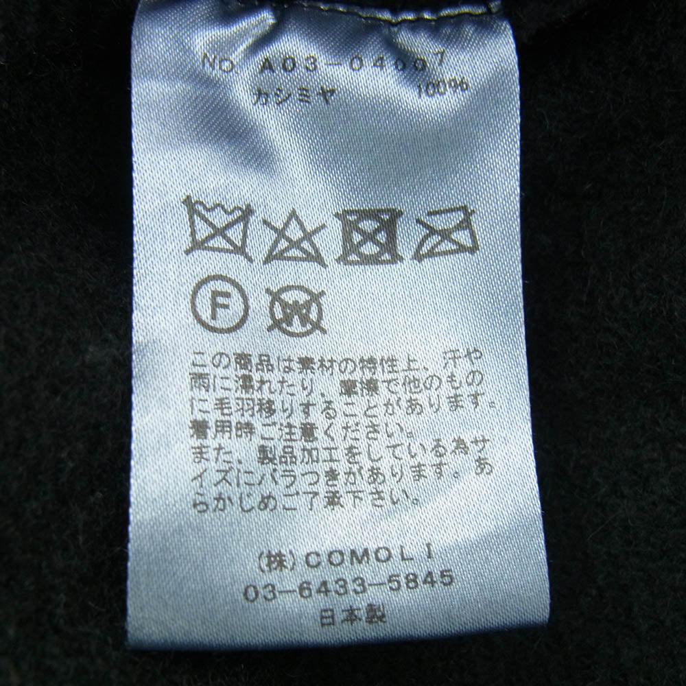 COMOLI コモリ 24AW A03-04007 CASHMERE ROBE COAT カシミヤ 100% ローブ コート ブラック系 1【中古】