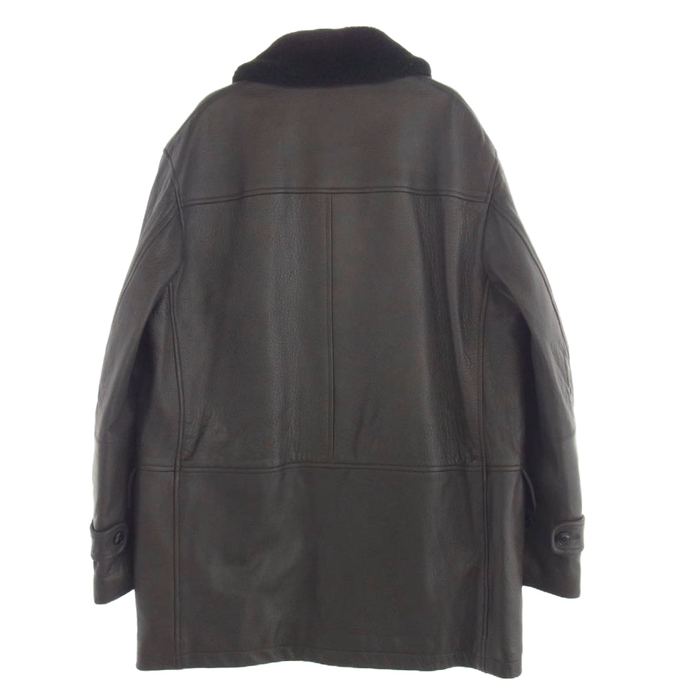 COMOLI コモリ 23AW Y03-04009 シープ グレイン レザー コート ファー付 ダークブラウン系 3【中古】