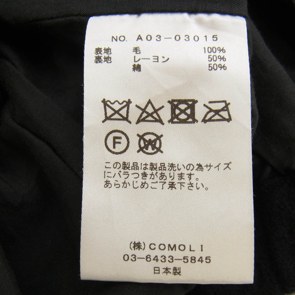 COMOLI コモリ 24AW A03-03015 SHRINKED WOOL PARACHUTE PANTS 縮絨 シュクジュウ ウール パラシュート パンツ ブラック系 3【中古】