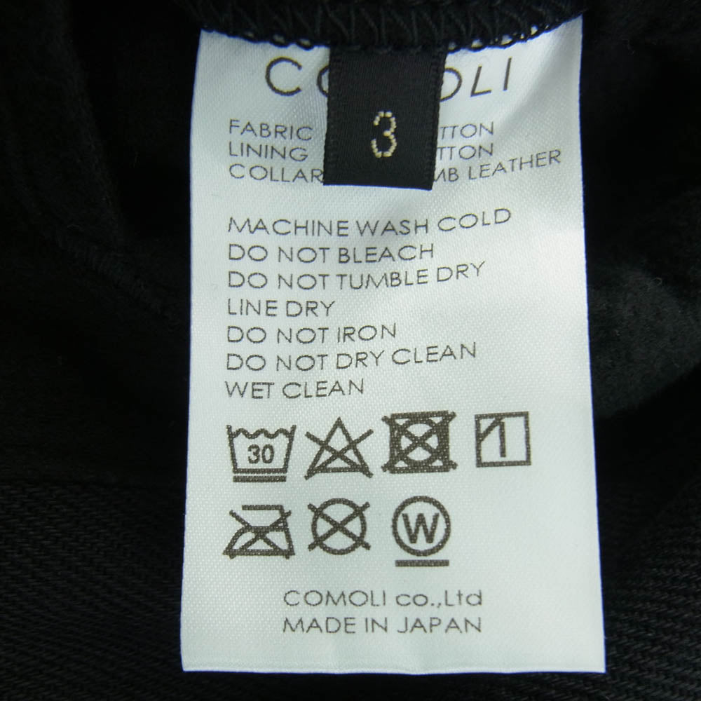 COMOLI コモリ 24AW A03-01027 デニム レザー ワークジャケット ブラック系 3【中古】