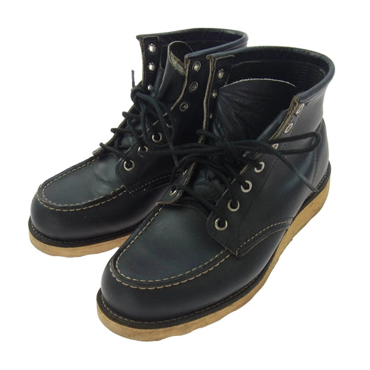 RED WING レッドウィング USA製 90's 90年代後半 四角犬タグ IRISHSETTER アイリッシュセッター レザーワークブーツ ブラック系 6.5【中古】
