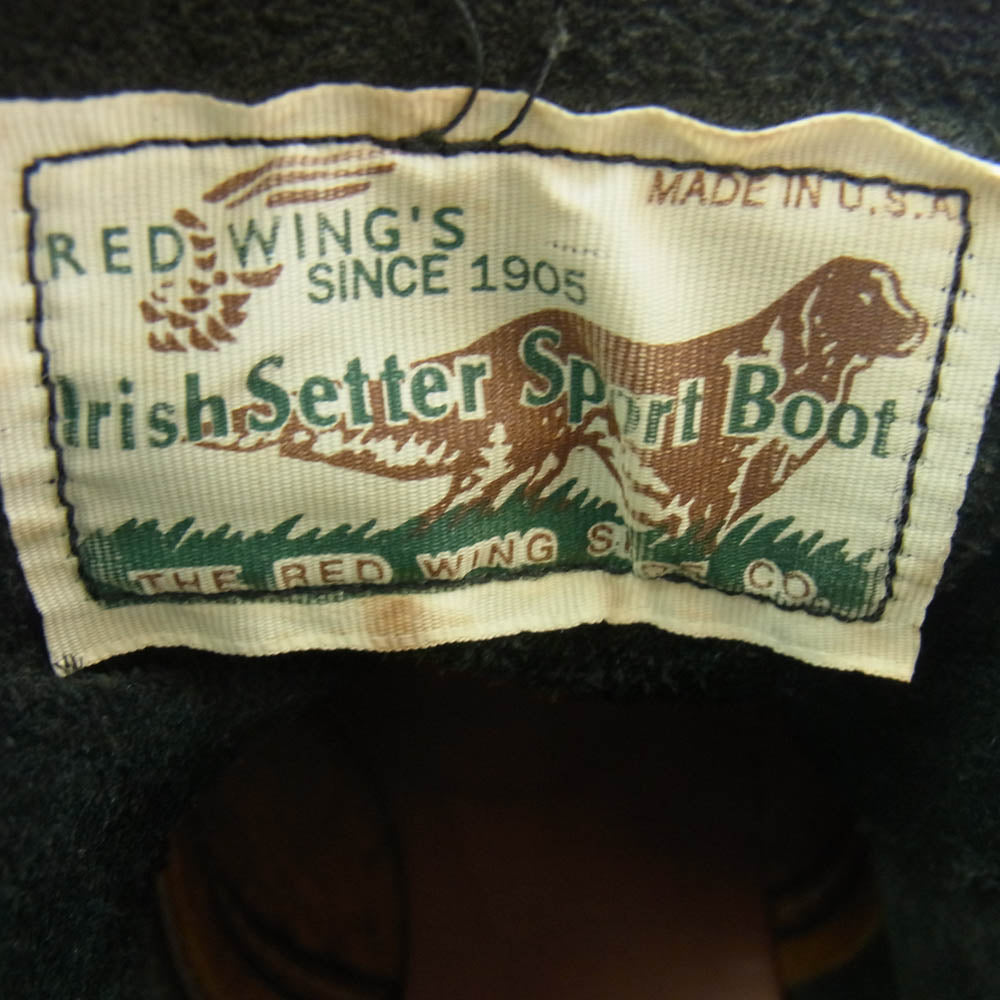 RED WING レッドウィング USA製 90's 90年代後半 四角犬タグ IRISHSETTER アイリッシュセッター レザーワークブーツ ブラック系 6.5【中古】