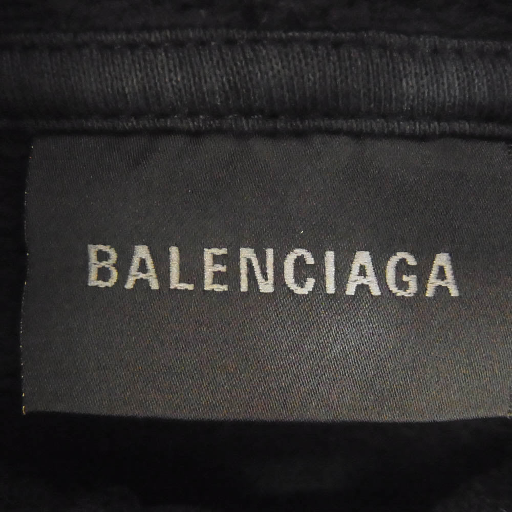 BALENCIAGA バレンシアガ 826148 TSVI8 Belleville Hoodie バック プリント ダブルジップ ジップアップ フーディ パーカー ブラック系 1【美品】【中古】