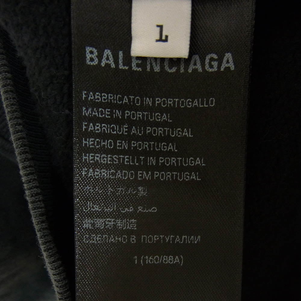 BALENCIAGA バレンシアガ 826148 TSVI8 Belleville Hoodie バック プリント ダブルジップ ジップアップ フーディ パーカー ブラック系 1【美品】【中古】