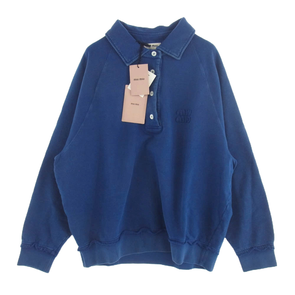 MIUMIU ミュウミュウ MJL914 S231 15AT ガーメントダイ コットンフリース スウェット シャツ ブルー系 M【中古】