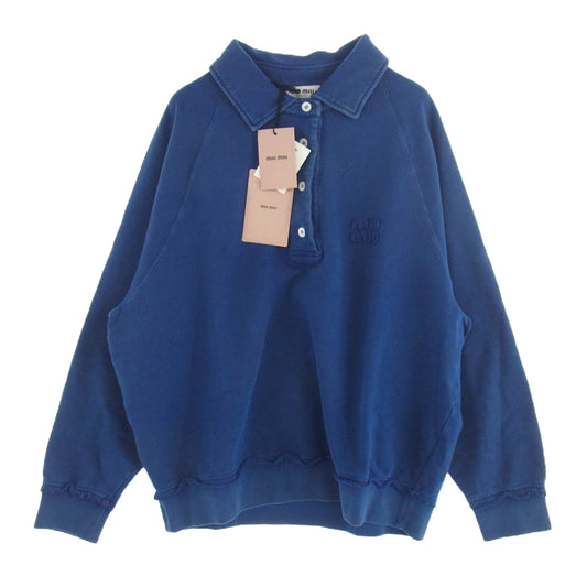 MIUMIU ミュウミュウ MJL914 S231 15AT ガーメントダイ コットンフリース スウェット シャツ ブルー系 M【中古】