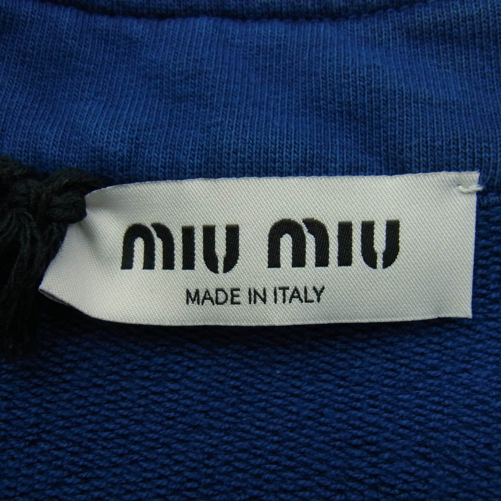 MIUMIU ミュウミュウ MJL914 S231 15AT ガーメントダイ コットンフリース スウェット シャツ ブルー系 M【中古】 MIUMIU ミュウミュウ MJL914 S231 15AT ガーメントダイ コットン
