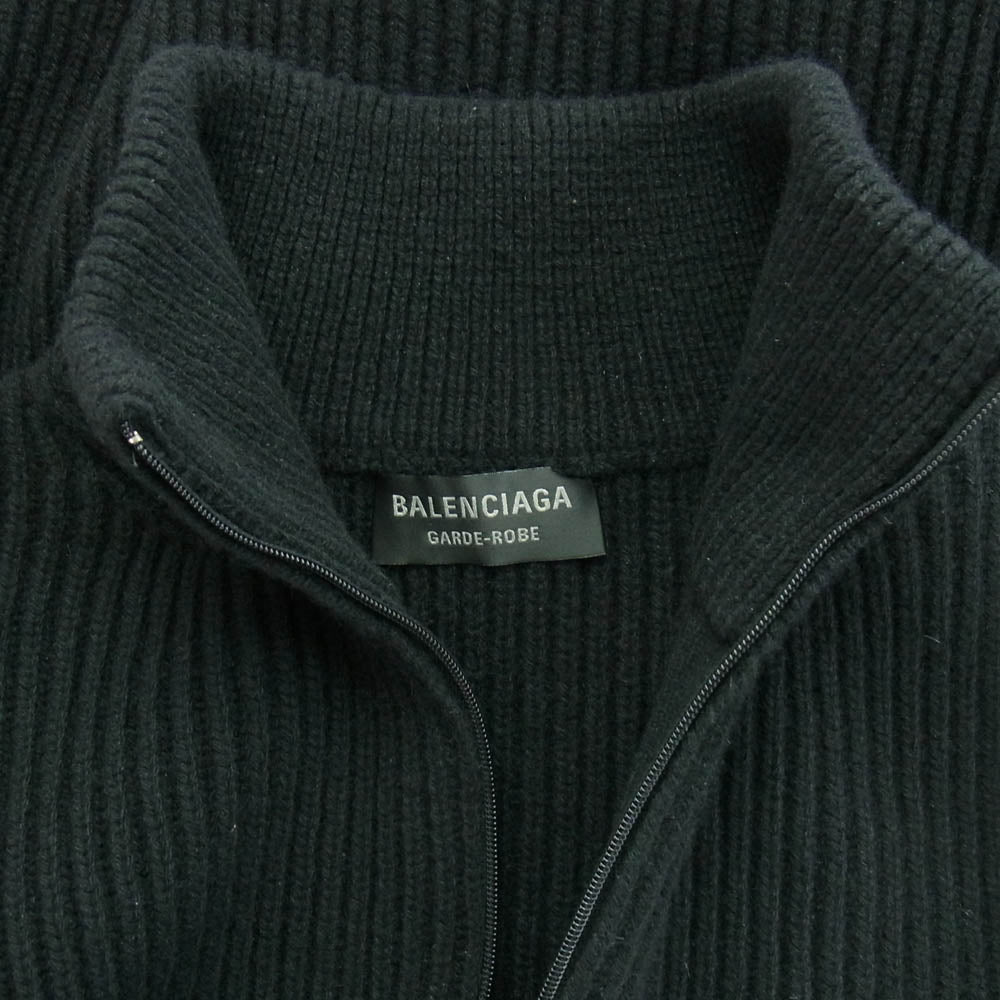BALENCIAGA バレンシアガ 772076 T4143 Garde-Robe カシミヤ ウール ハーフジップ ドライバーズ ニット セーター ブラック系 XS【中古】