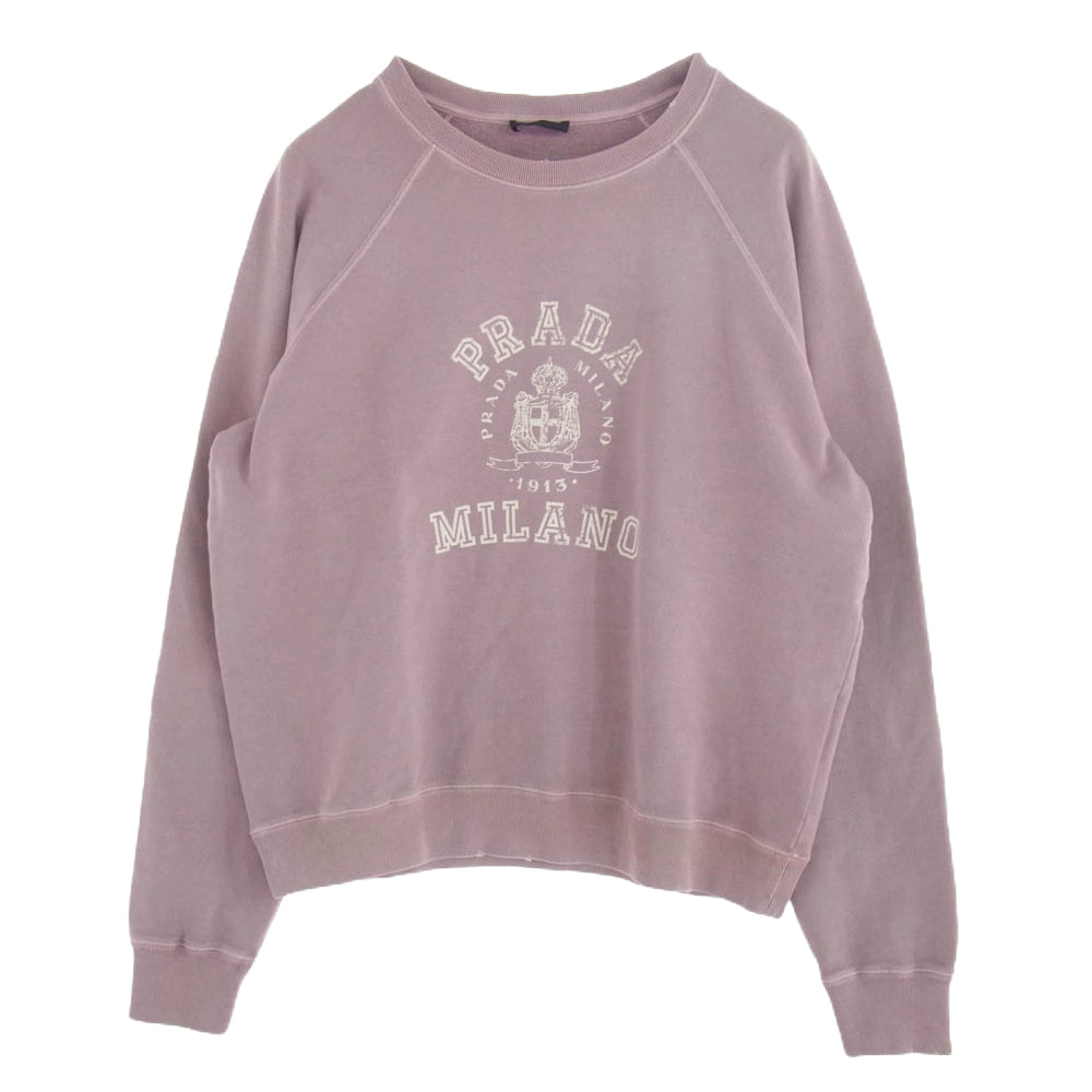 PRADA プラダ UJL19C カレッジ ロゴ コットンフリース スウェットシャツ ピンク系 XXL【中古】