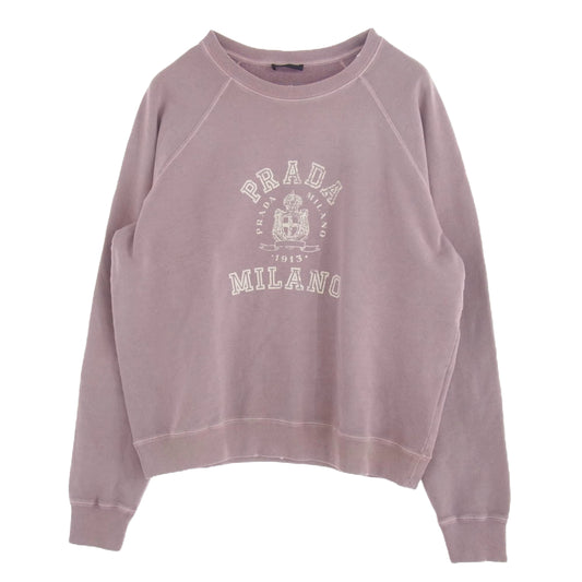 PRADA プラダ UJL19C カレッジ ロゴ コットンフリース スウェットシャツ ピンク系 XXL【中古】