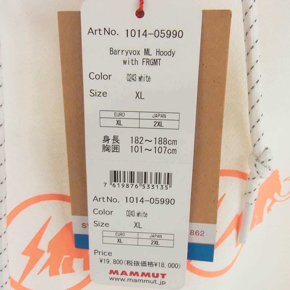 FRAGMENT DESIGN フラグメントデザイン 1014-05990 MAMMUT マムート Barryvox ML Hoody ホワイト系 XL 2XL(JAPAN)【中古】