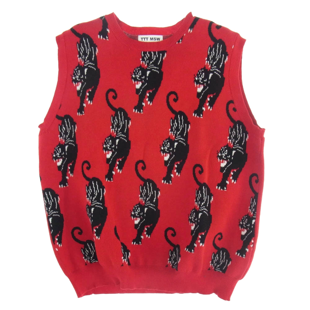 ティー 21AW TTT-2021AW-KT04 Panther Knit Vest パンサー ニット ベスト レッド系 L【中古】