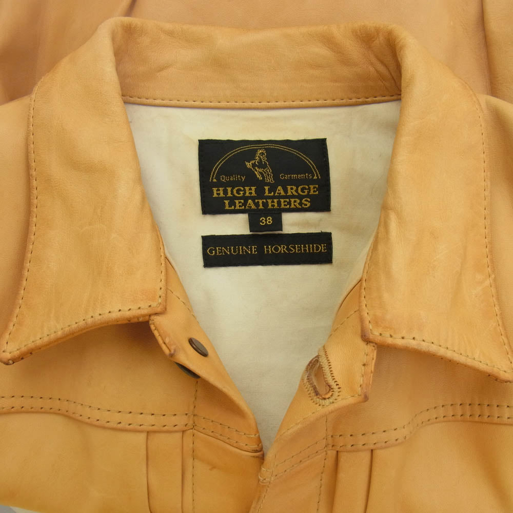 HIGH LARGE LEATHERS ハイラージレザー Oklahoma City 1st 大戦モデル ホースハイド レザージャケット イエロー系 38【中古】