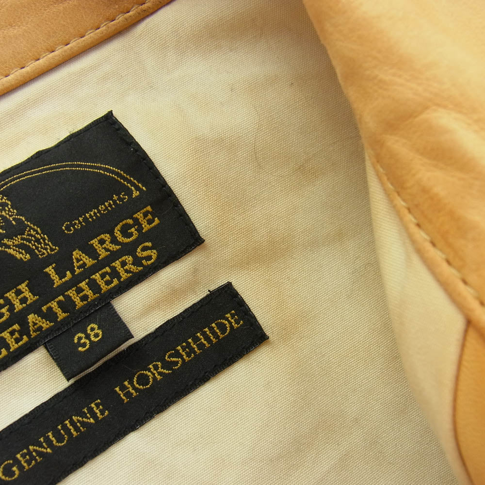HIGH LARGE LEATHERS ハイラージレザー Oklahoma City 1st 大戦モデル ホースハイド レザージャケット イエロー系 38【中古】