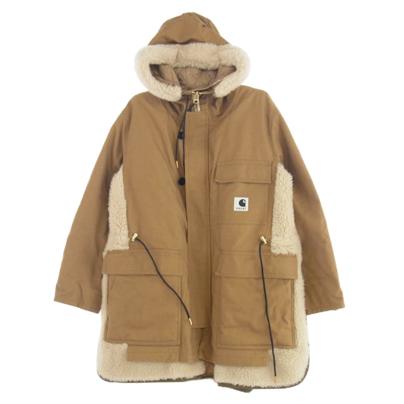 Sacai サカイ 23AW 23-03109M × Carhartt カーハート WIP Canvas Parka Siberian キャンバス パーカー シベリアン コート ライトブラウン系【美品】【中古】