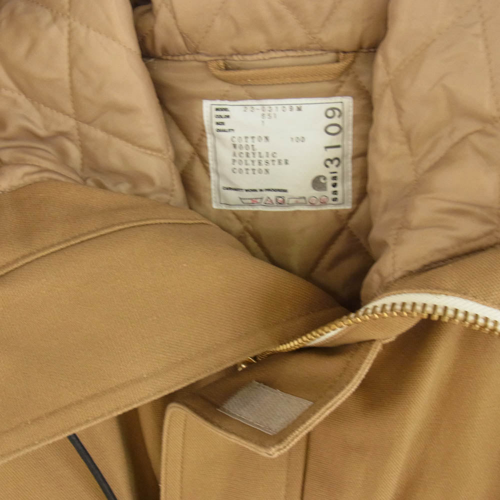 Sacai サカイ 23AW 23-03109M × Carhartt カーハート WIP Canvas Parka Siberian キャンバス パーカー シベリアン コート ライトブラウン系【美品】【中古】
