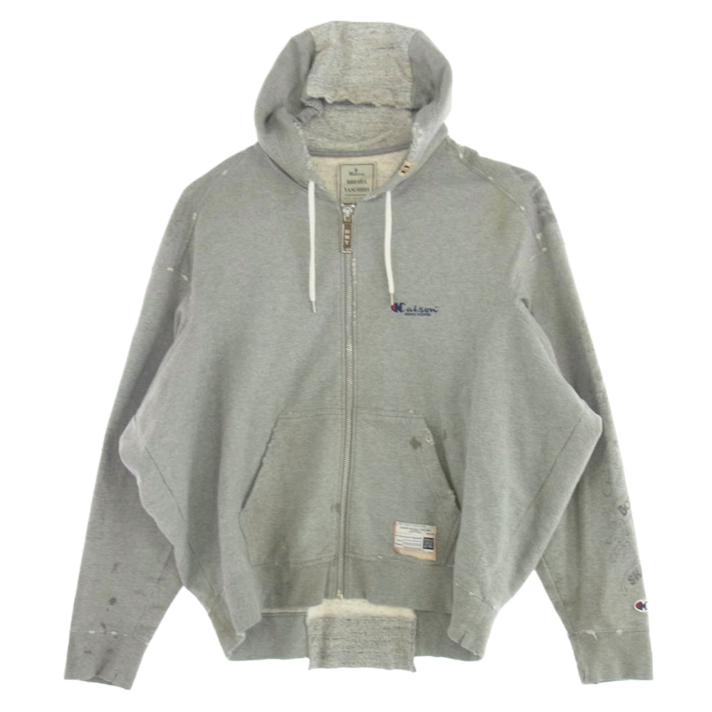 MIHARA YASUHIRO ミハラヤスヒロ A08PK621 Wide Back FULL ZIP Parka ダメージ加工 ワイドバック フルジップ パーカー グレー系 48【中古】