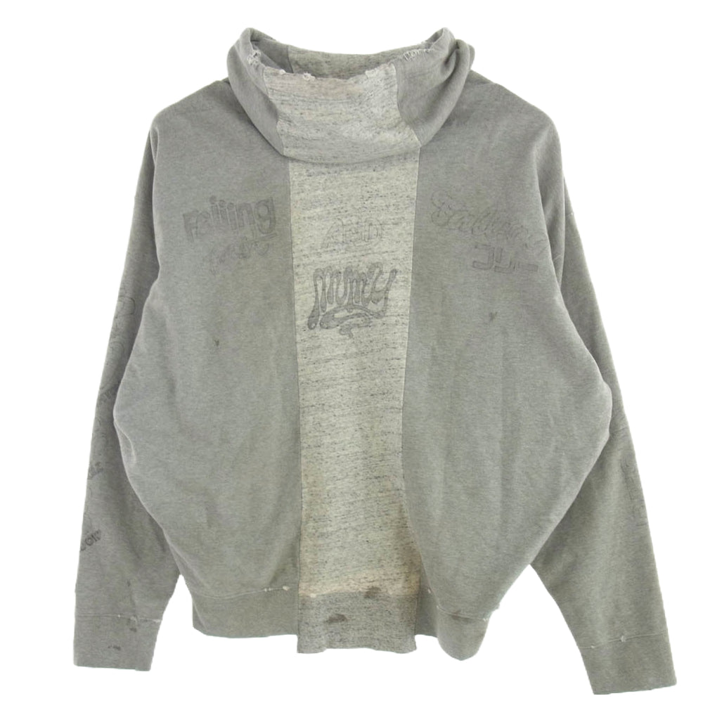 MIHARA YASUHIRO ミハラヤスヒロ A08PK621 Wide Back FULL ZIP Parka ダメージ加工 ワイドバック フルジップ パーカー グレー系 48【中古】