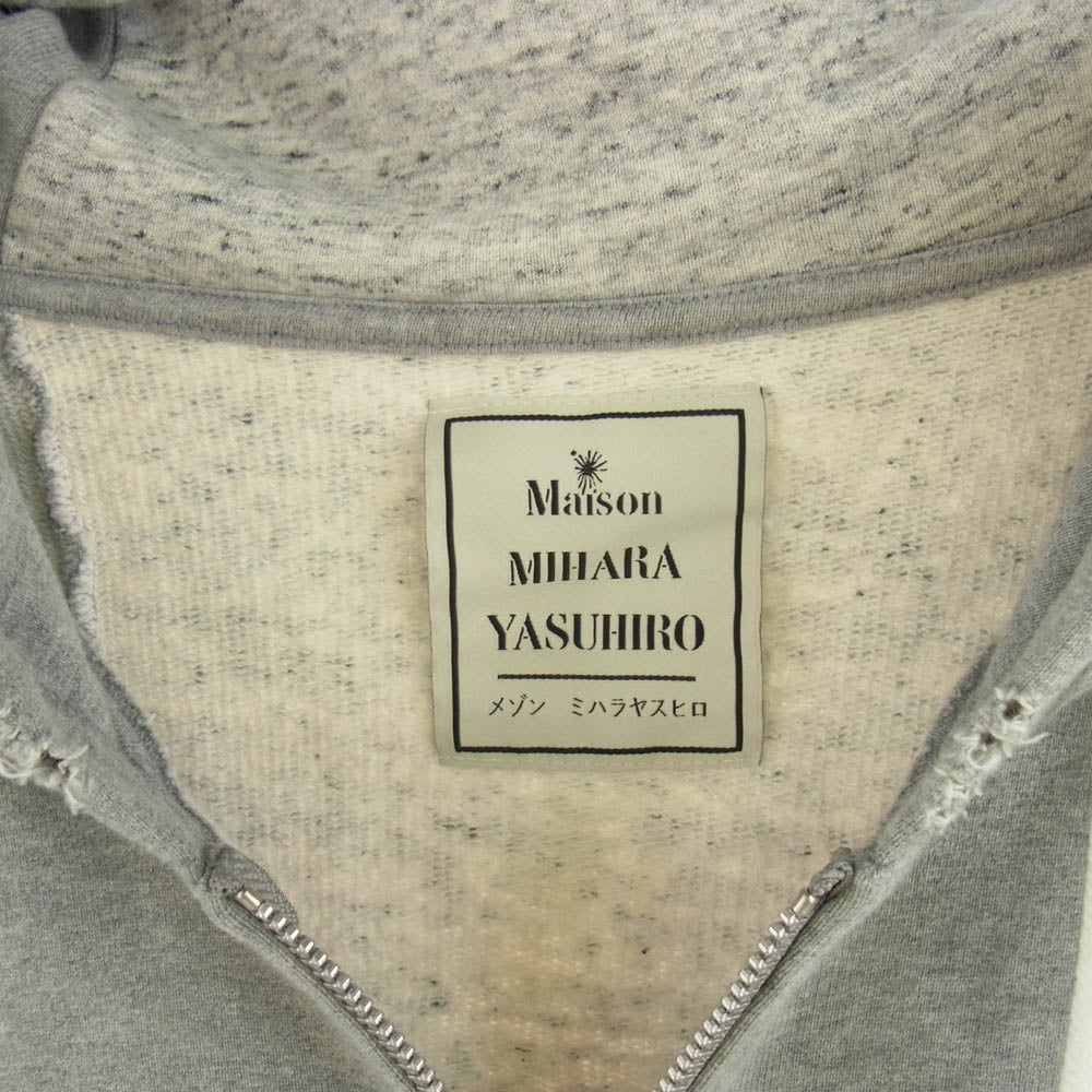 MIHARA YASUHIRO ミハラヤスヒロ A08PK621 Wide Back FULL ZIP Parka ダメージ加工 ワイドバック フルジップ パーカー グレー系 48【中古】
