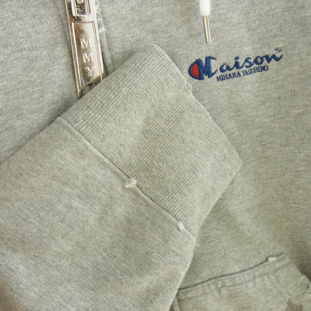 MIHARA YASUHIRO ミハラヤスヒロ A08PK621 Wide Back FULL ZIP Parka ダメージ加工 ワイドバック フルジップ パーカー グレー系 48【中古】