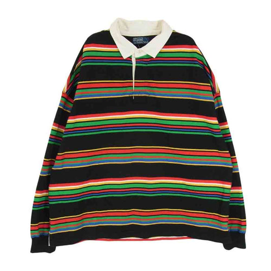 SAINT MICHAEL セントマイケル SM-YS8-0000-025 RUGGER SHIRT MULTI ラガーシャツ ボーダー ポロシャツ ブラック系 L【中古】