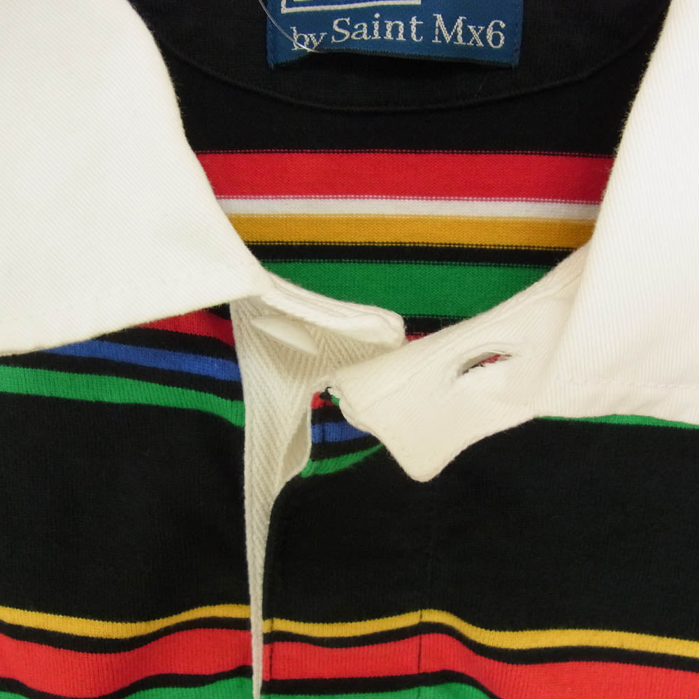 SAINT MICHAEL セントマイケル SM-YS8-0000-025 RUGGER SHIRT MULTI ラガーシャツ ボーダー ポロシャツ ブラック系 L【中古】