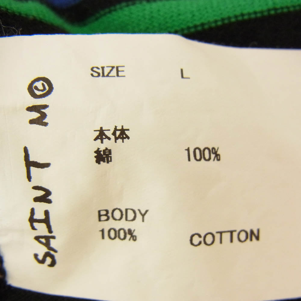 SAINT MICHAEL セントマイケル SM-YS8-0000-025 RUGGER SHIRT MULTI ラガーシャツ ボーダー ポロシャツ ブラック系 L【中古】
