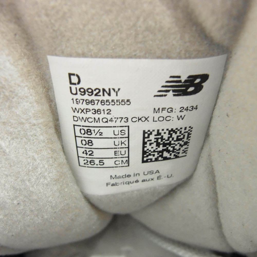 NEW BALANCE ニューバランス U992NY USA製 U992NY スニーカー ネイビー系 26.5cm【美品】【中古】