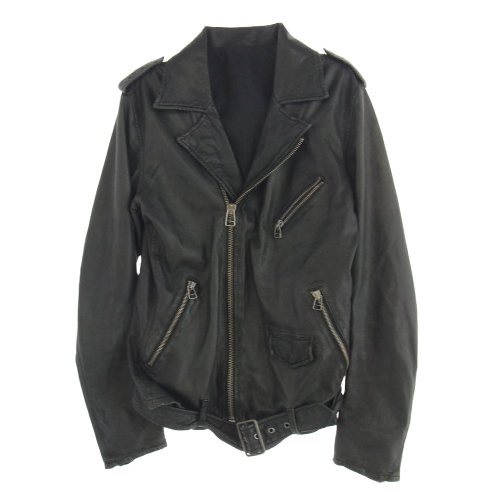 SHIPS JET BLUE シップスジェットブルー 114-32-0416 ラムレザー シングル ライダース ジャケット ブラック系 M【中古】