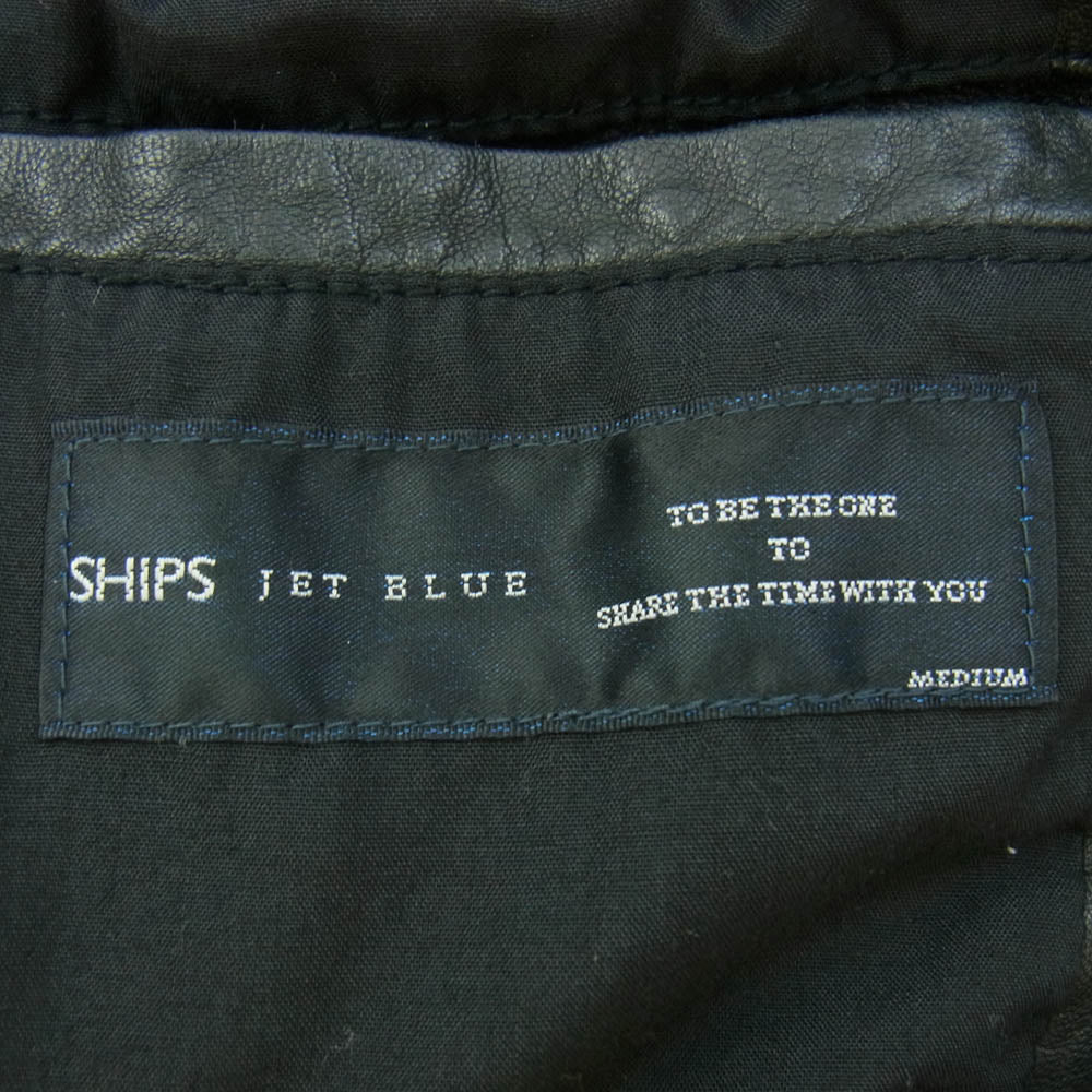SHIPS JET BLUE シップスジェットブルー 114-32-0416 ラムレザー シングル ライダース ジャケット ブラック系 M【中古】