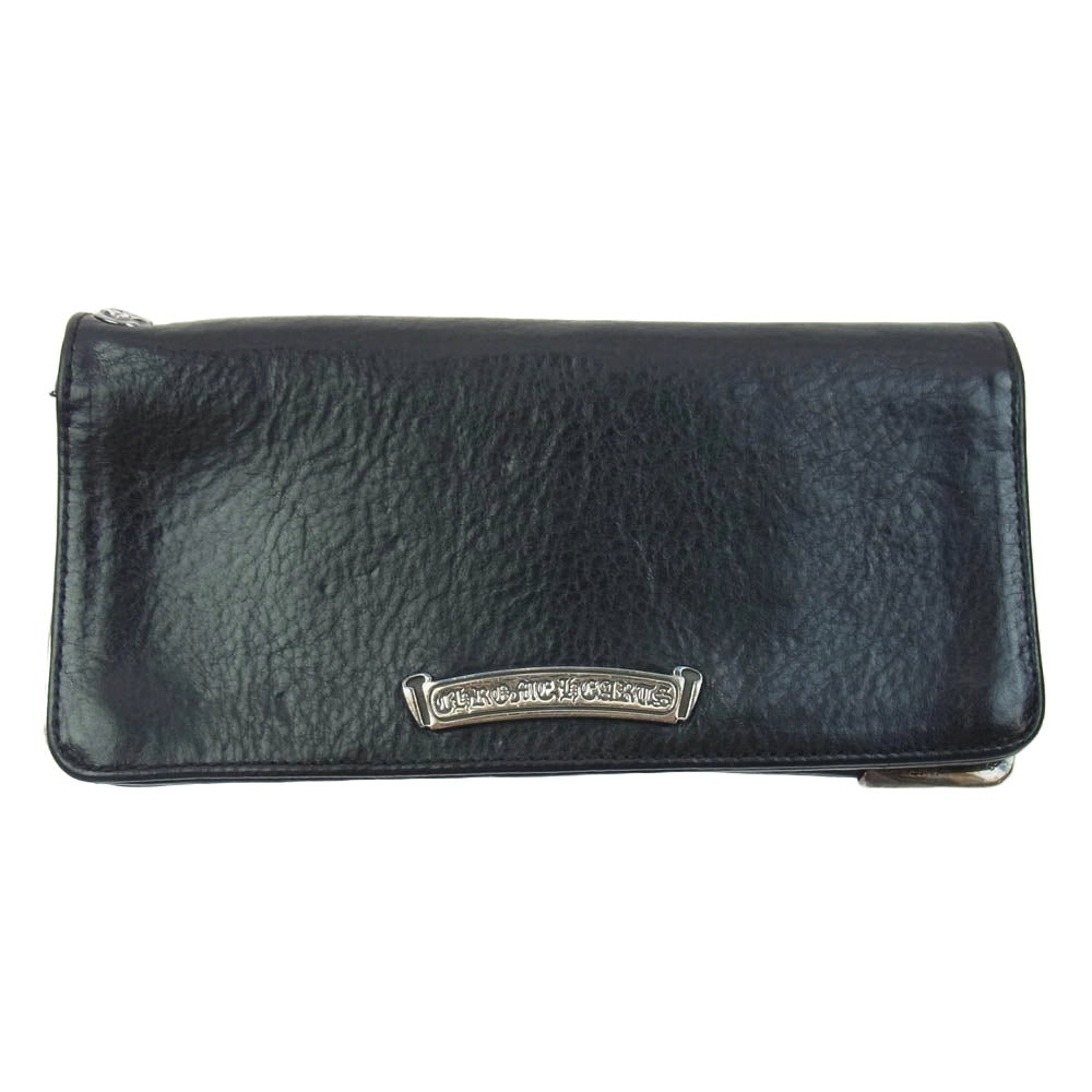 CHROME HEARTS クロムハーツ（原本有） LNG SNGL FLD TIPS シングルフォールド レザーウォレット ブラック系【中古】