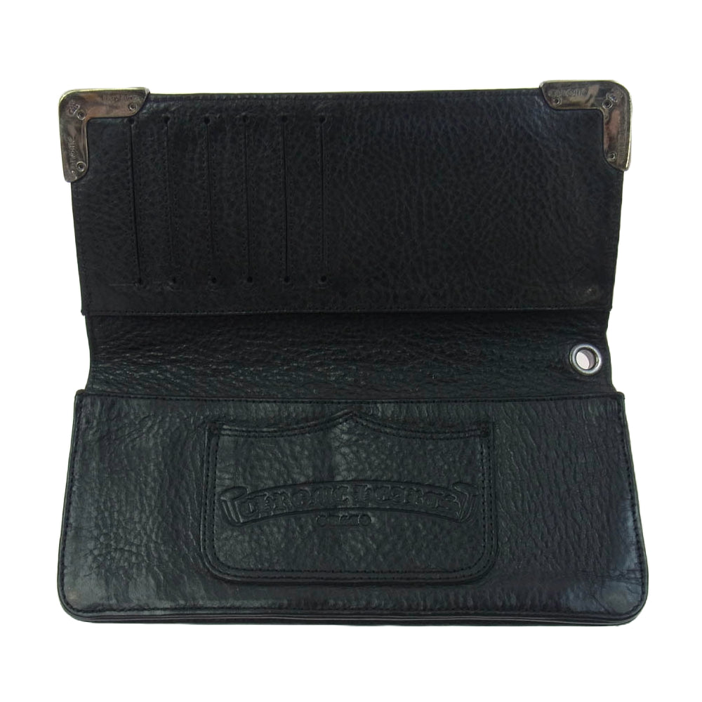 CHROME HEARTS クロムハーツ（原本有） LNG SNGL FLD TIPS シングルフォールド レザーウォレット ブラック系【中古】
