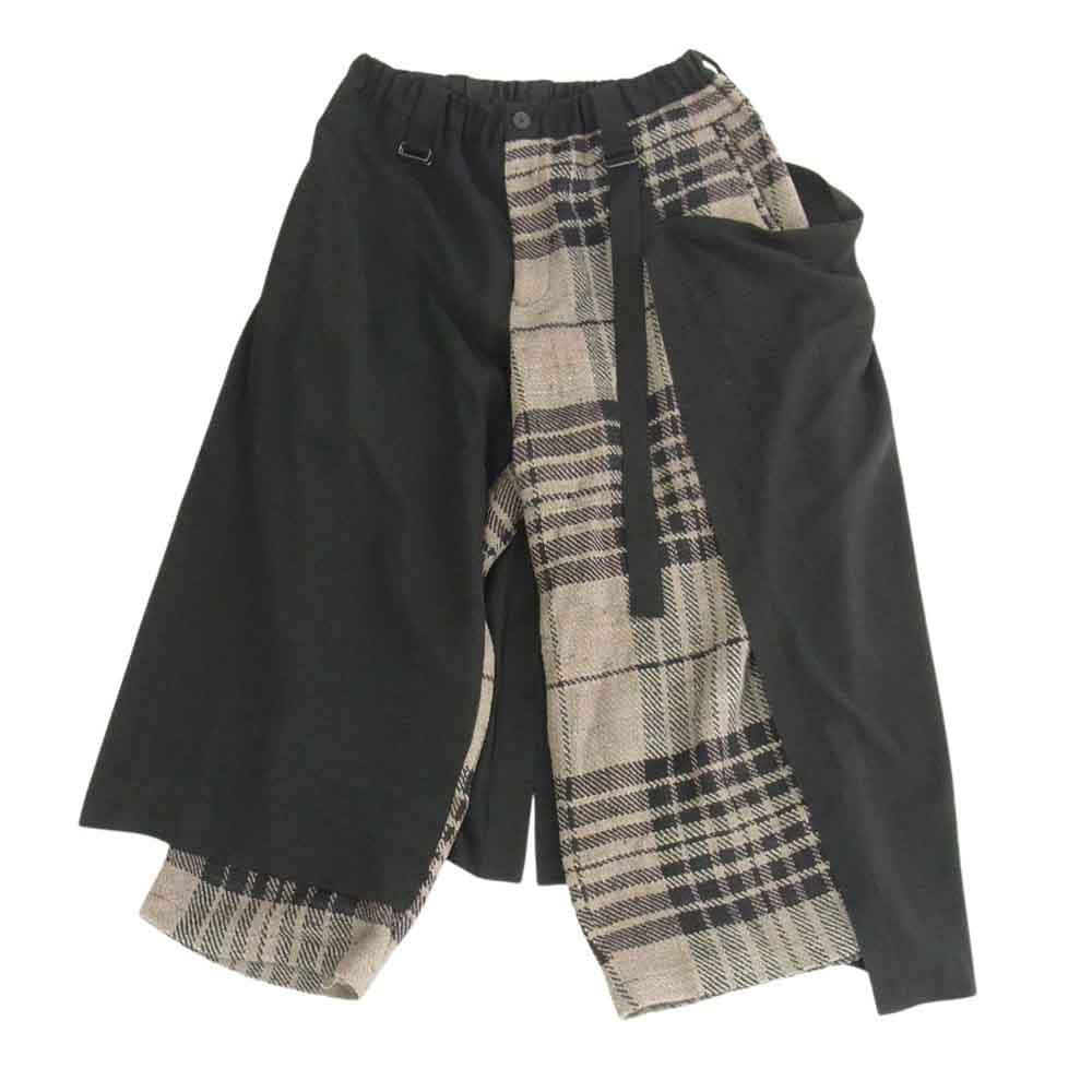 Yohji Yamamoto POUR HOMME ヨウジヤマモトプールオム 20AW HR-P66-876 二重ラップ Pチェック柄 パンツ ブラック系 2【中古】