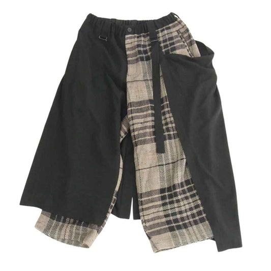 Yohji Yamamoto POUR HOMME ヨウジヤマモトプールオム 20AW HR-P66-876 二重ラップ Pチェック柄 パンツ ブラック系 2【中古】