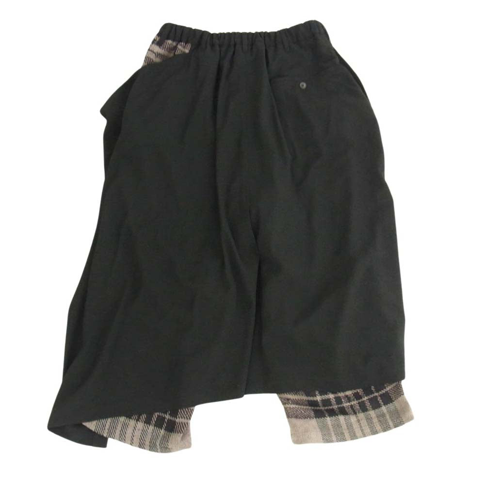 Yohji Yamamoto POUR HOMME ヨウジヤマモトプールオム 20AW HR-P66-876 二重ラップ Pチェック柄 パンツ ブラック系 2【中古】