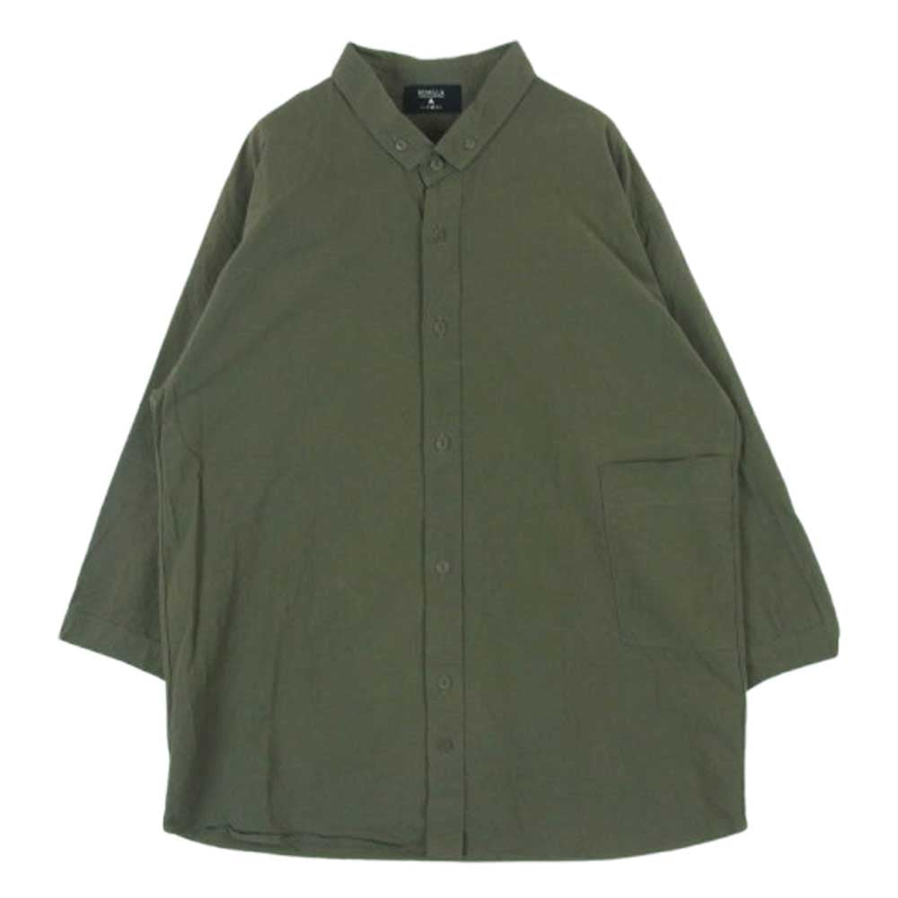 レミーラ レギュラーカラー ボタンダウン 長袖 シャツ 日本製 モスグリーン系 L【中古】