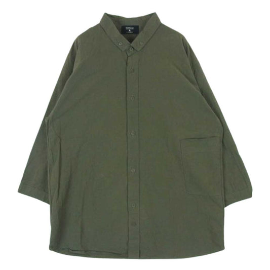 レミーラ レギュラーカラー ボタンダウン 長袖 シャツ 日本製 モスグリーン系 L【中古】