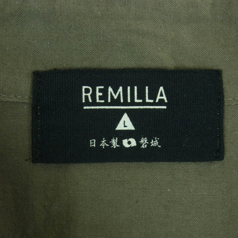 レミーラ レギュラーカラー ボタンダウン 長袖 シャツ 日本製 モスグリーン系 L【中古】