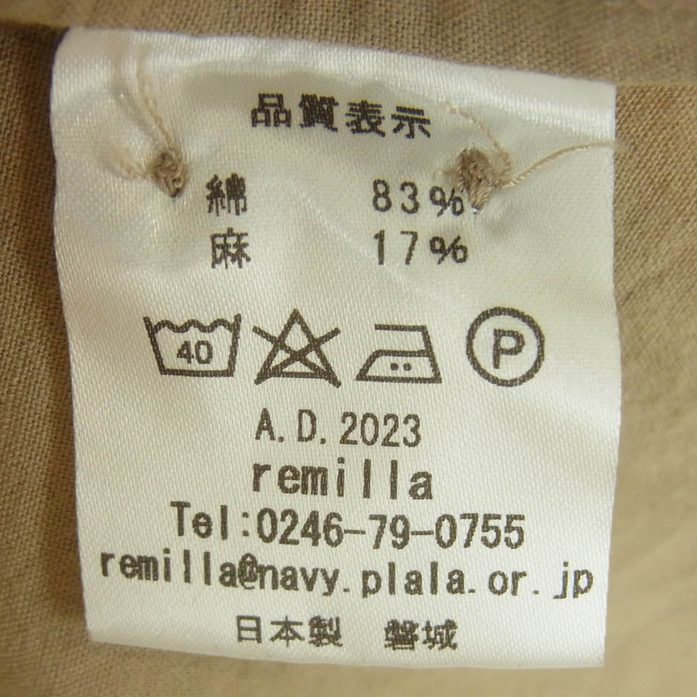 レミーラ レギュラーカラー ボタンダウン 長袖 シャツ 日本製 ベージュ系 L【中古】