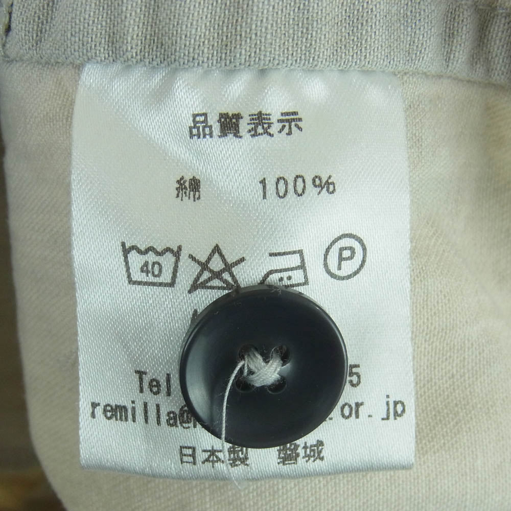 レミーラ コットン タッカー シャツ 長袖 日本製 グレー系 サンドグレー系 L【中古】