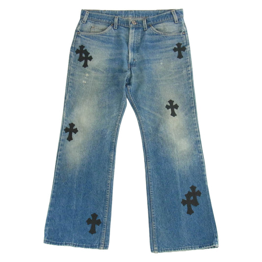 CHROME HEARTS クロムハーツ（原本無） × LEVI'S リーバイス VNTG JEAN BLU ORNG TAB レザークロスパッチ付き 517 デニム パンツ ジーンズ インディゴブルー系 34【中古】